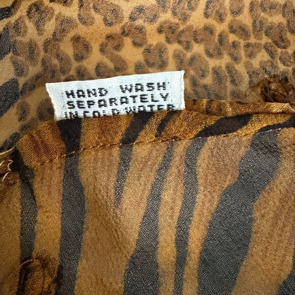 Mark & John By Gopal Elegant Beaded Brown Leopard Long Duster Small Chiffon Vint - Picture 9 of 12